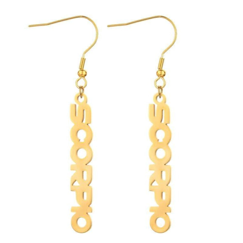 Ladies Zodiac Sign Gold Plated Pierced Earrings - Jewellery Gift - Last True Angel