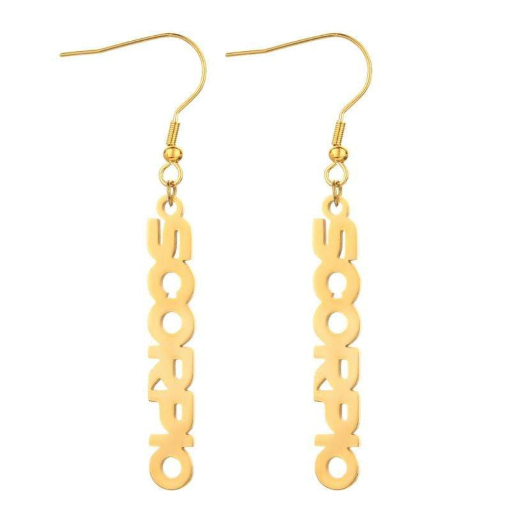 Ladies Zodiac Sign Gold Plated Pierced Earrings - Jewellery Gift - Last True Angel