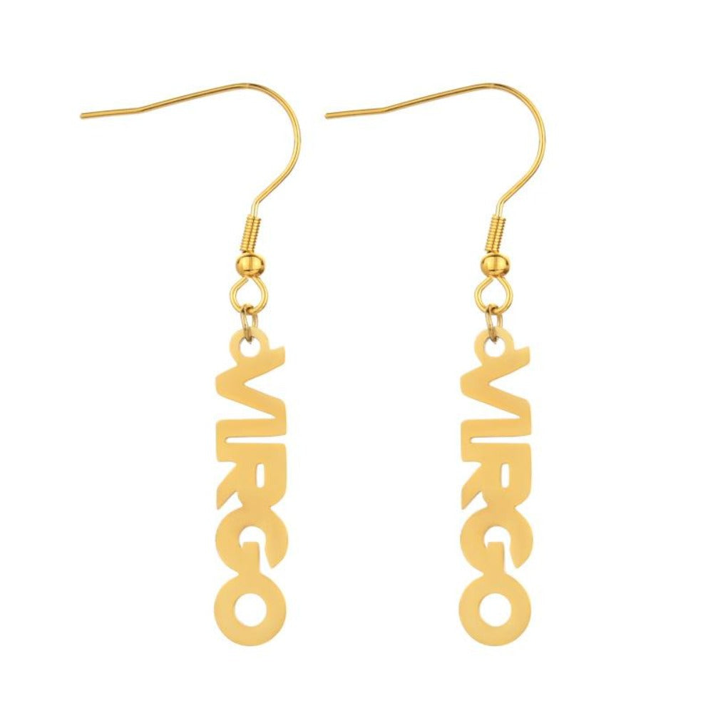 Ladies Zodiac Sign Gold Plated Pierced Earrings - Jewellery Gift - Last True Angel