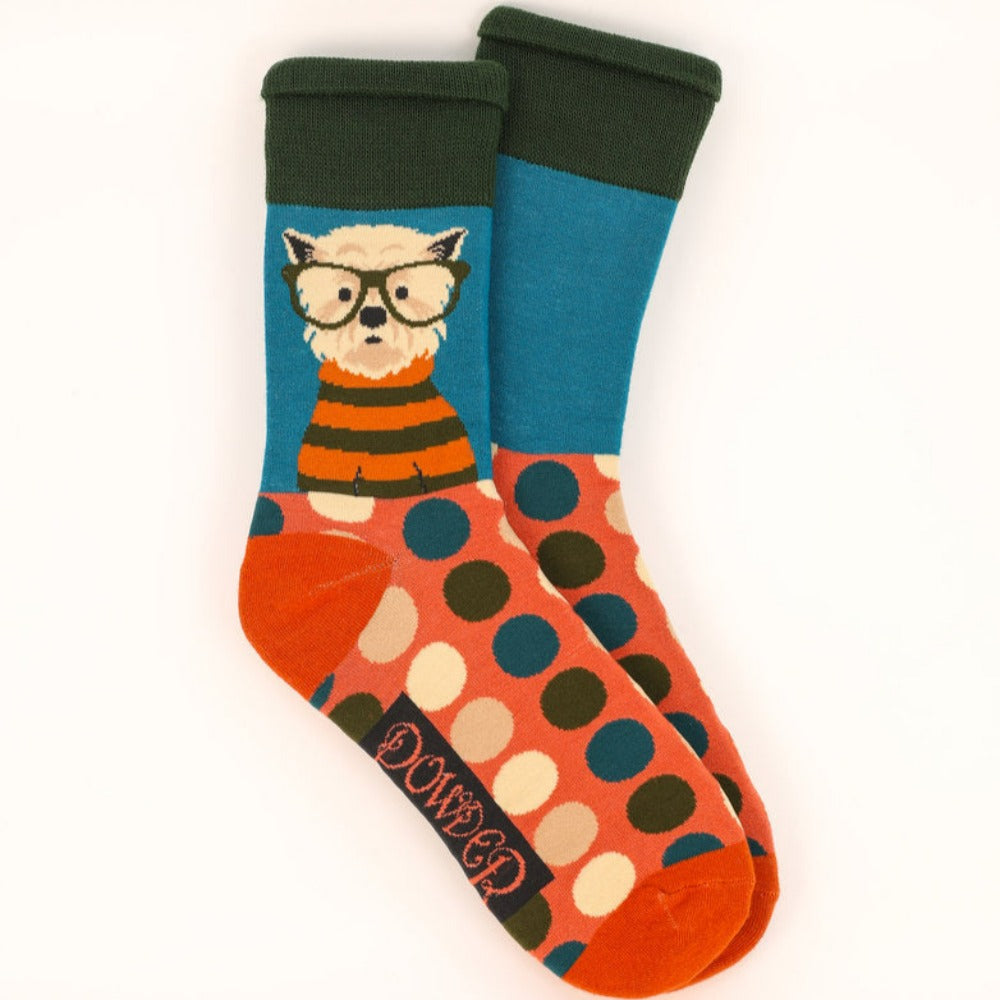 Men's Bamboo Ankle Socks Polka Dot Westie Perfect Gift by Powder Design MSOC86