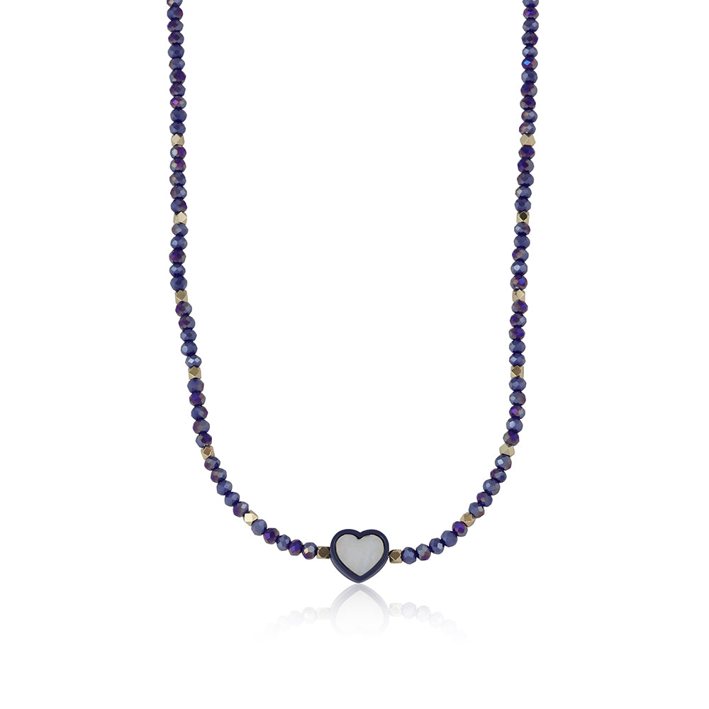 Ladies beaded necklace with heart charm REBECCA by Big Metal London