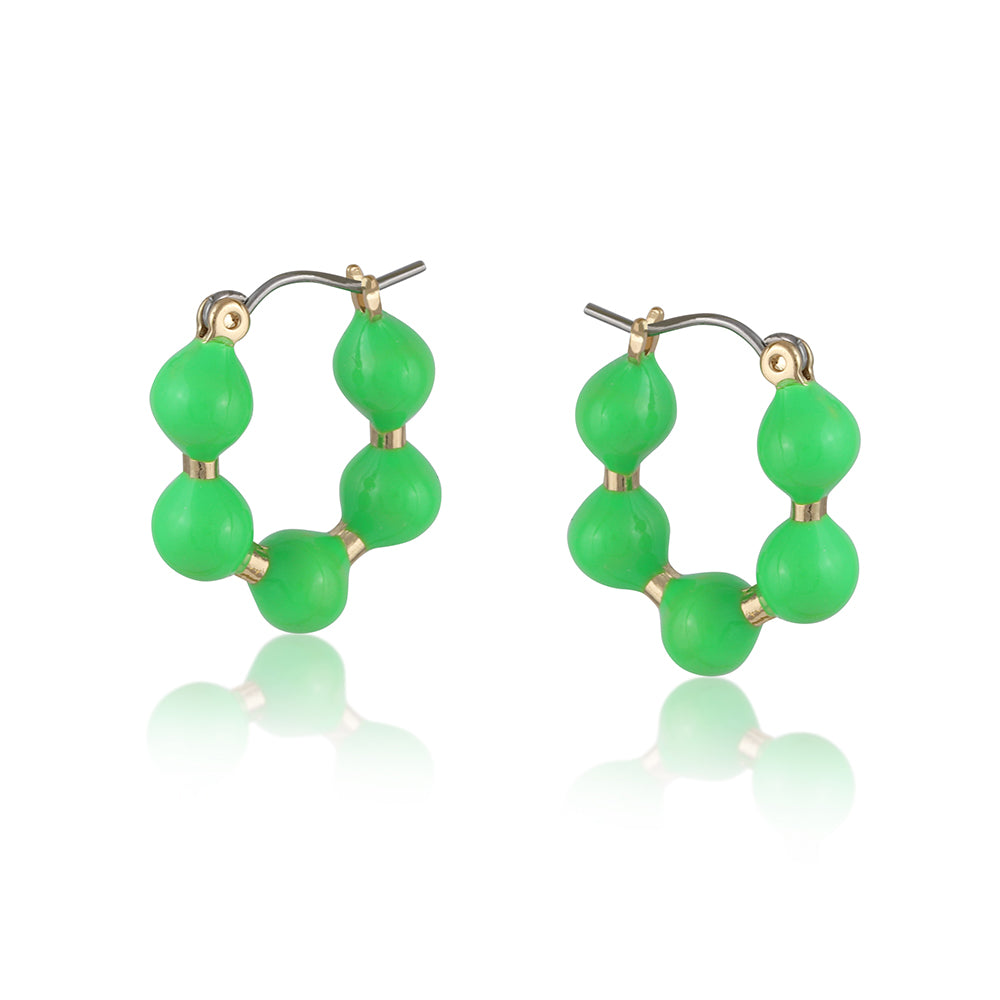 Pierced Earrings Beaded Hoops DAPHNE by Big Metal London 2603 in green