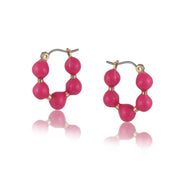 Pierced Earrings Beaded Hoops DAPHNE by Big Metal London 2603 in pink