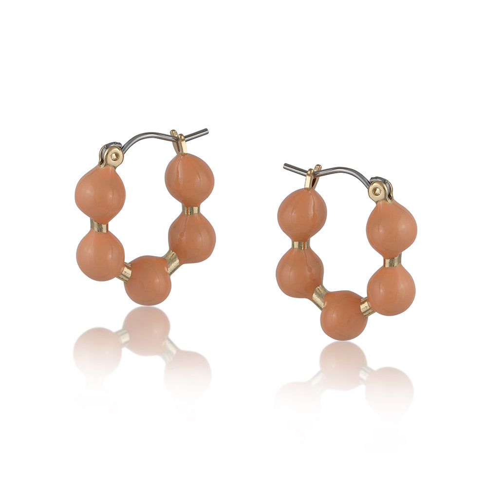 Pierced Earrings Beaded Hoops ELECTRA by Big Metal London 2604 in sand