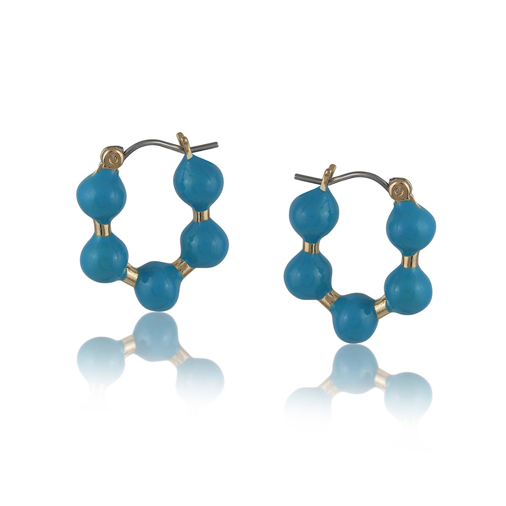 Pierced Earrings Beaded Hoops ELECTRA by Big Metal London 2604 in teal