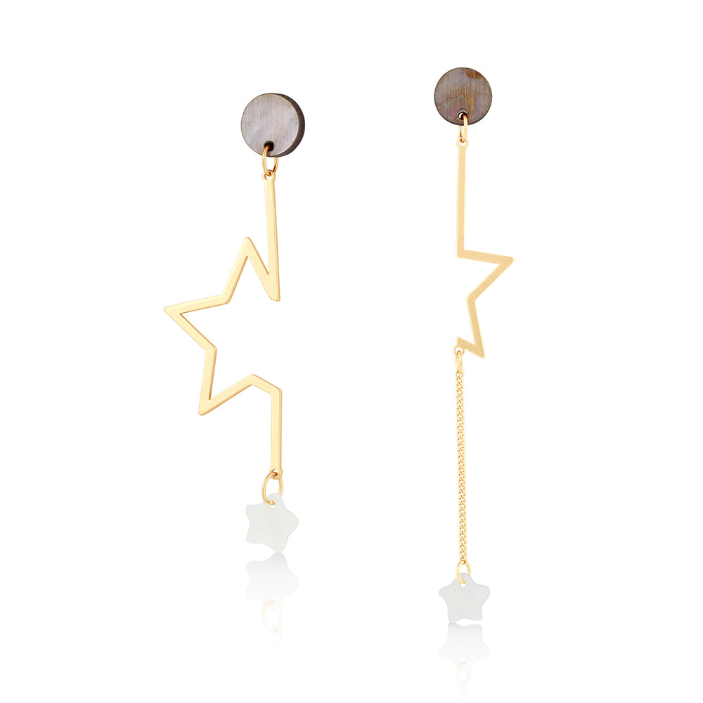 Earrings CORIN Asymmetric Shell Disc with Star from Big Metal London 2065