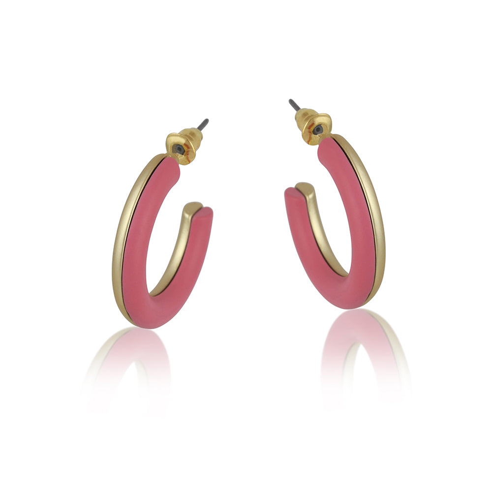 Pierced Earrings Two Tone Resin Hoops DAPHNE by Big Metal London 2586