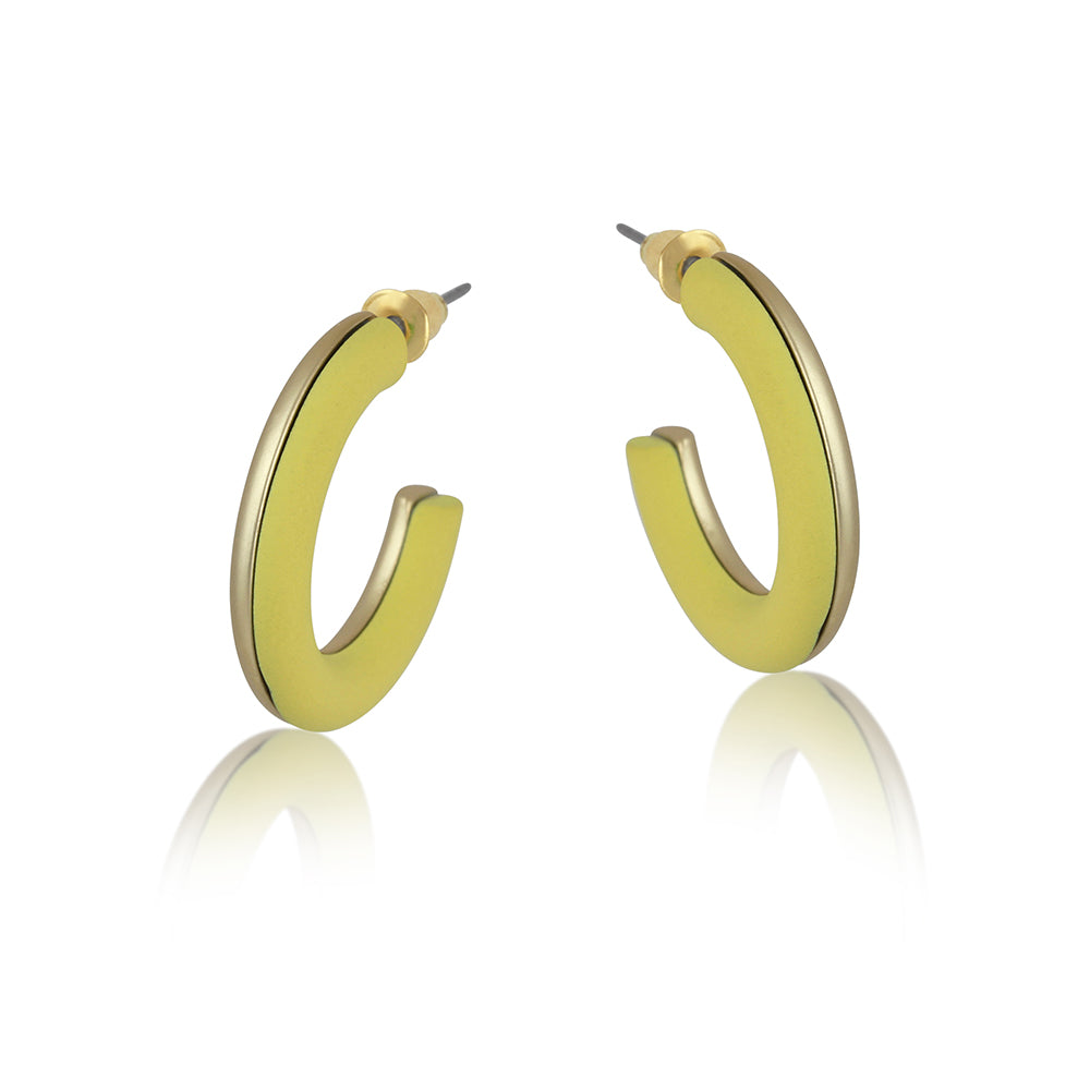 Pierced Earrings Two Tone Resin Hoops DAPHNE by Big Metal London 2586
