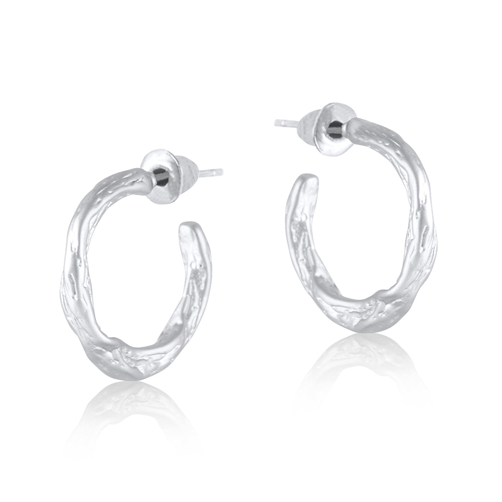 Ladies Branch Effect Pierced Hoop Earrings VALERIA by Big Metal London