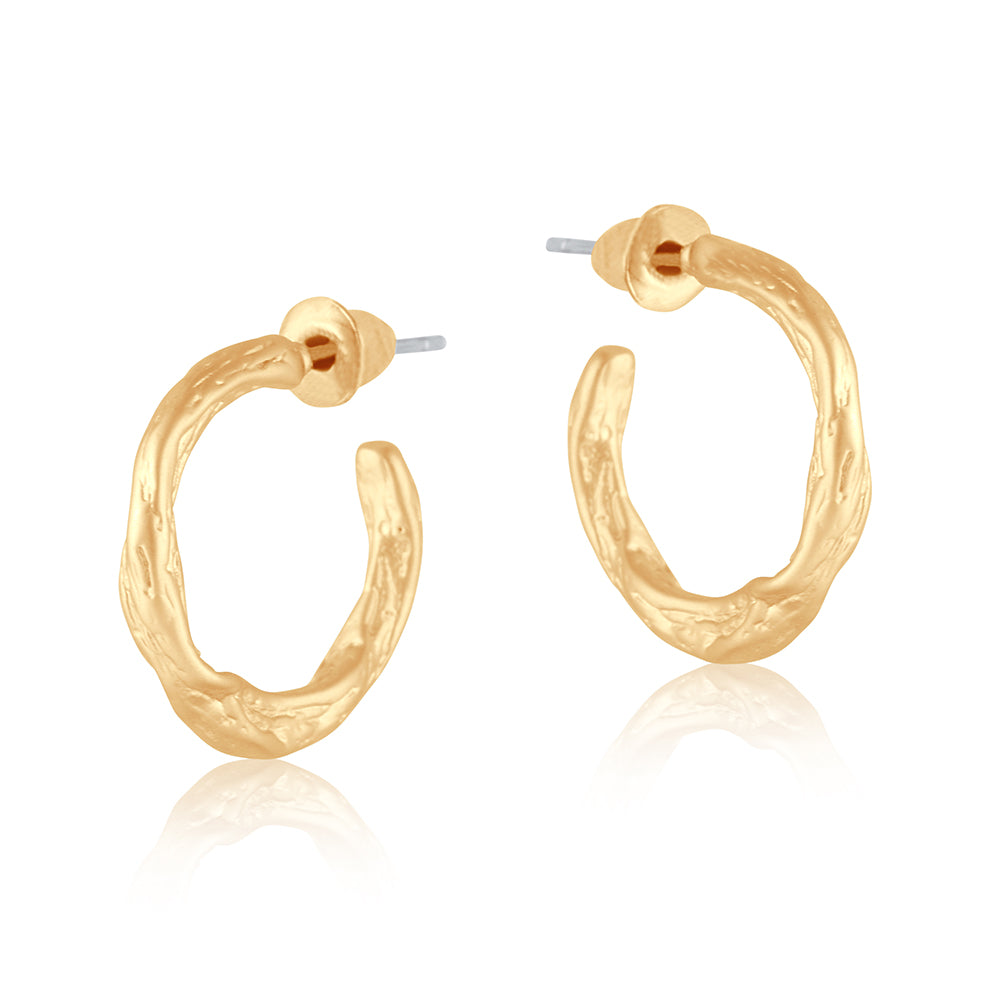 Ladies Branch Effect Pierced Hoop Earrings VALERIA by Big Metal London