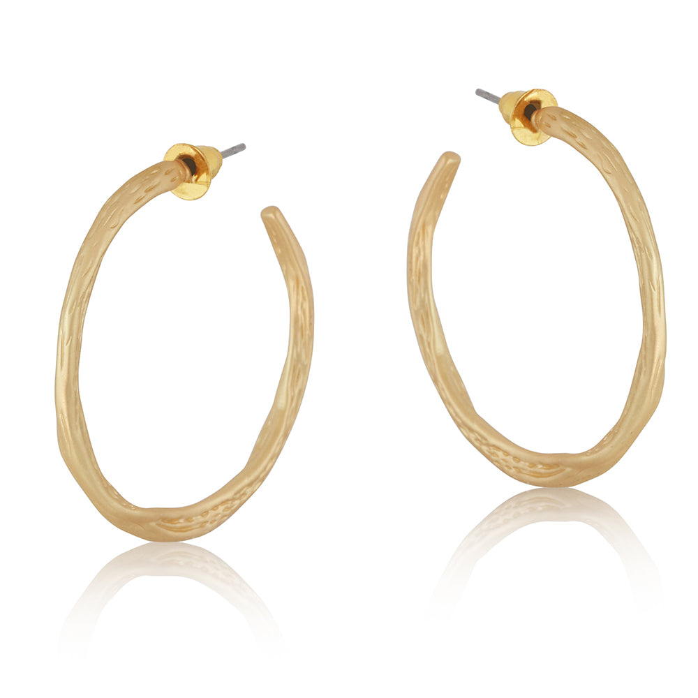 Pierced Hoop Earrings Branch Shaped VALENTINA by Big Metal London 2609 in gold