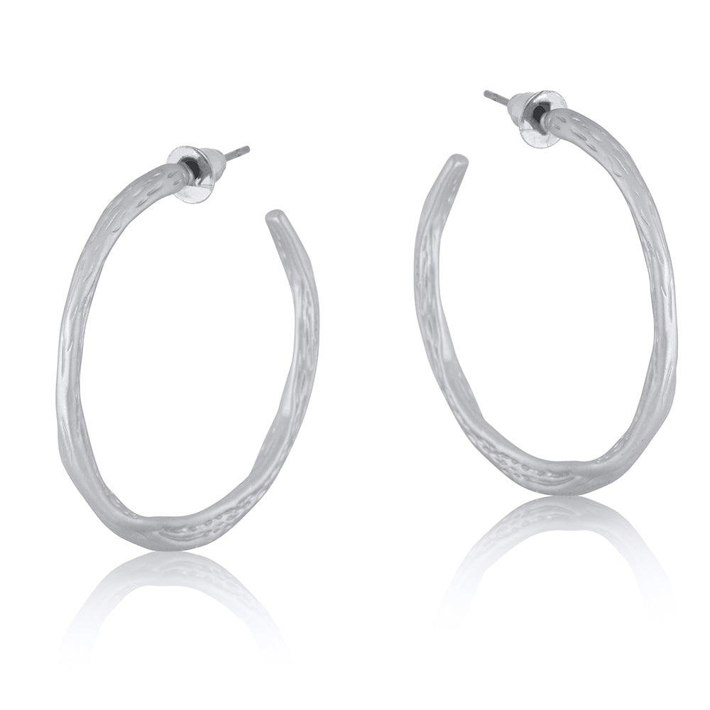 Pierced Hoop Earrings Branch Shaped VALENTINA by Big Metal London 2609 in silver