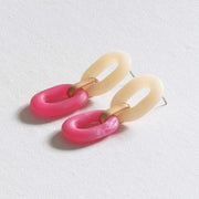 Ladies Earrings for Pierced Ears PETRA Matte Resin Links Jewellery Gift by Big Metal London