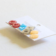 Ladies Pierced Geometrical Resin Earrings CORIN Pack of 4 Jewellery Gift by Big Metal London