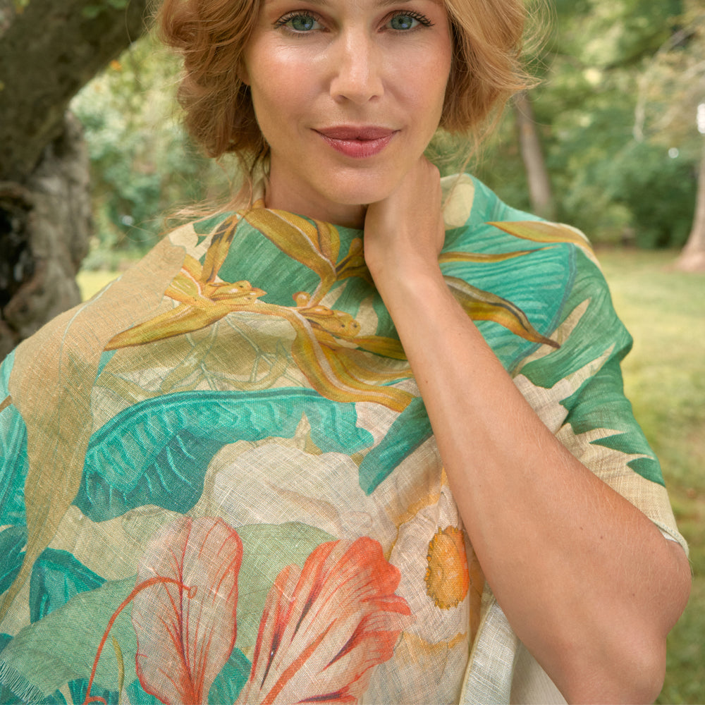 Printed Linen Scarves Perfect Gift By Powder Design