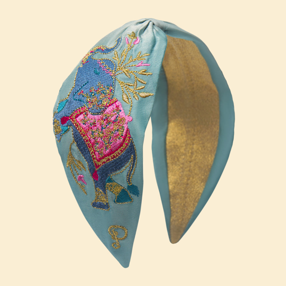 Ladies Satin Embroidered Headbands Perfect Gift by Powder Design SS23 - Cornflower