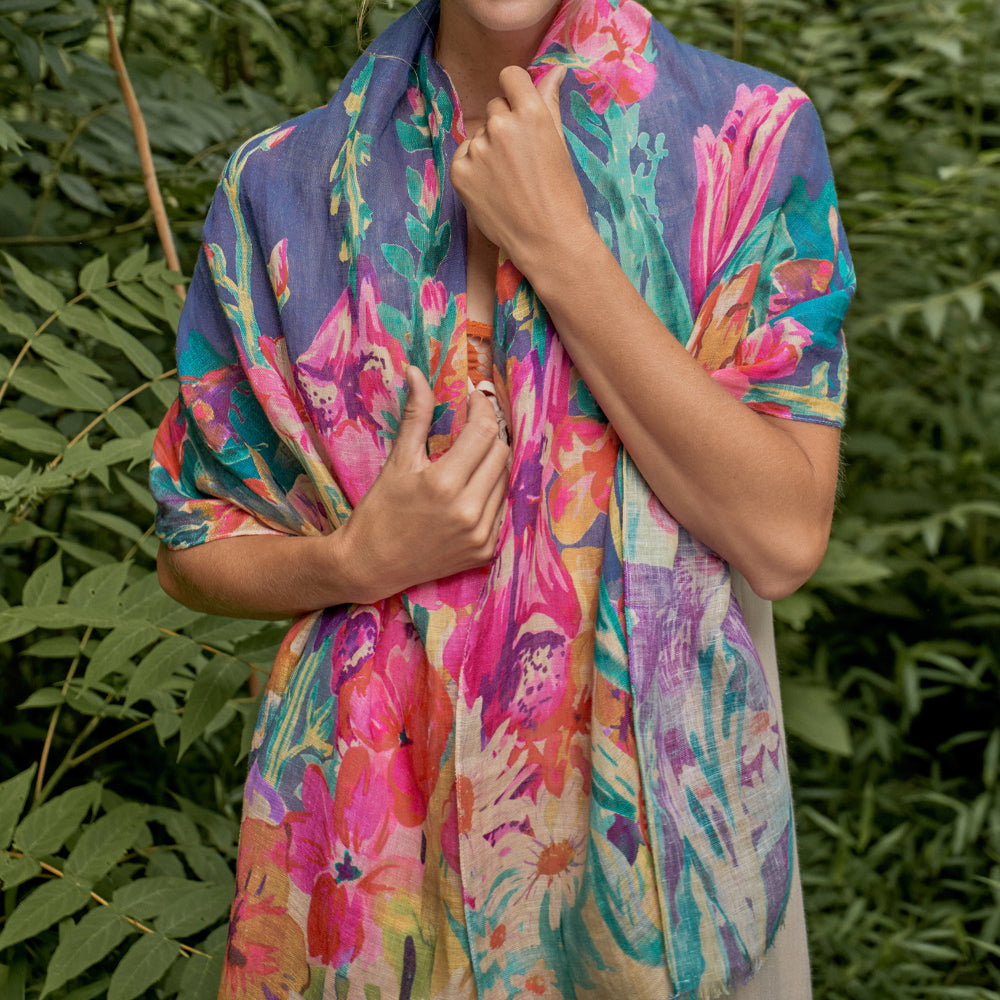 Printed Linen Scarves Perfect Gift By Powder Design