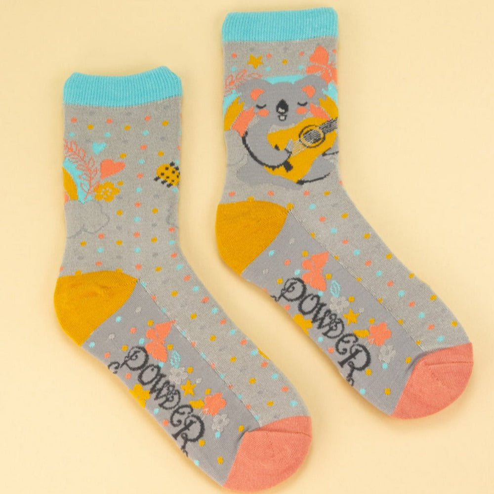 Ladies Bamboo Ankle Socks Musical Koala Perfect Gift by Powder Design SOC425