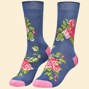 Ladies Bamboo Floral Vines Ankle Sock Perfect Gift By Powder