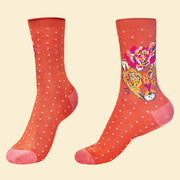 Ladies Bamboo Sassy Leopard Ankle Sock Perfect Gift By Powder SOC585