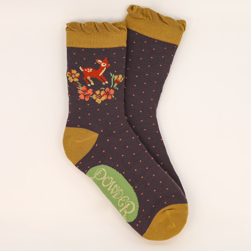 Ladies Bamboo Ankle Socks Vintage Fawn Perfect Gift by Powder Design