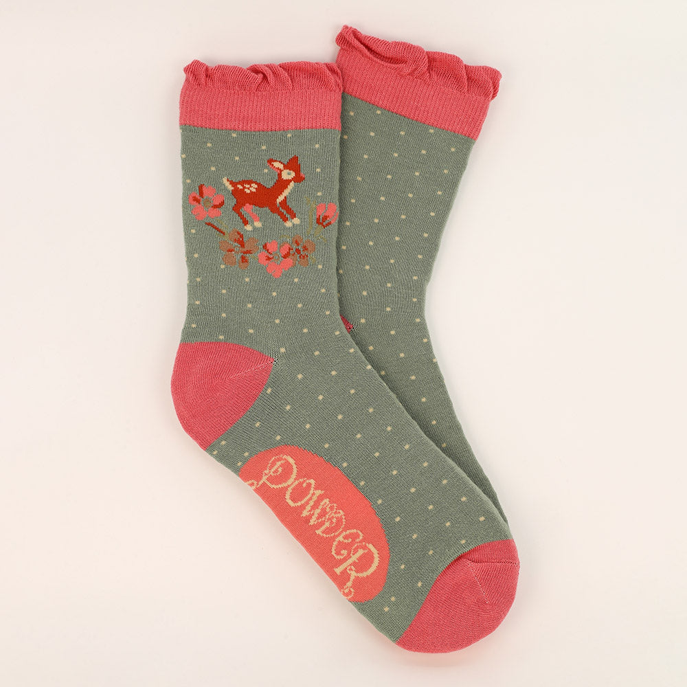 Ladies Bamboo Ankle Socks Vintage Fawn Perfect Gift by Powder Design