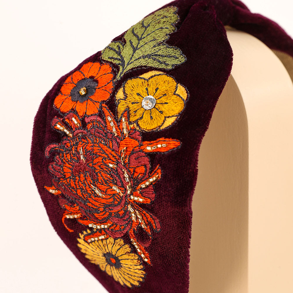 Ladies Velvet Embroidered Headbands Perfect Gift by Powder Design