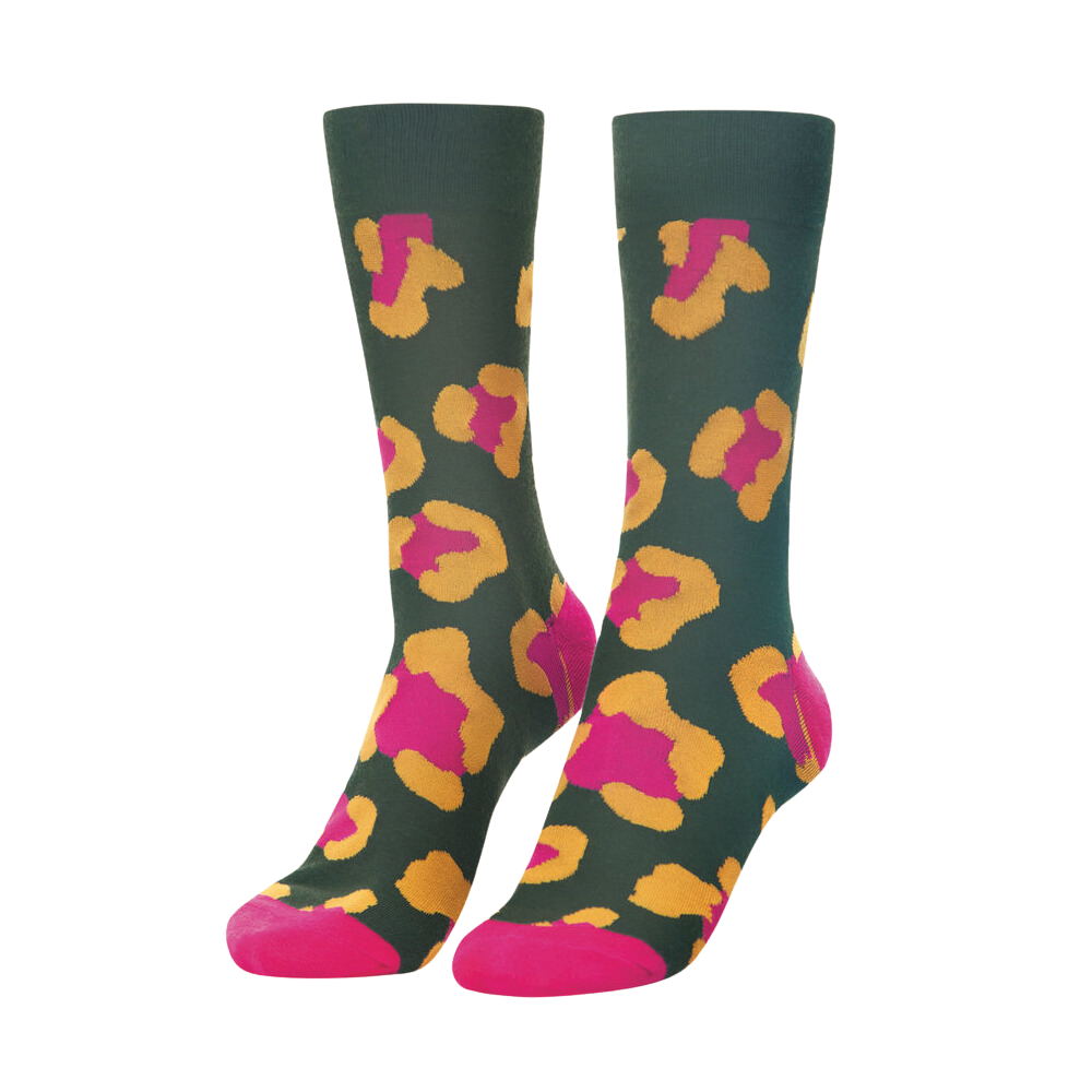 Men's Bamboo Mix Ankle Socks Leopard Print Perfect Gift by Powder Design