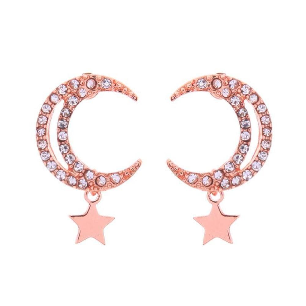 Ladies Drop Earrings Crystal Moon And Star Jewellery Gift Last True Angel