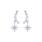 Ladies Cubic Zirconia Pierced Earrings Starburst 925 Sterling Silver or Gold Plated Jewellery Gift by Last True Angel