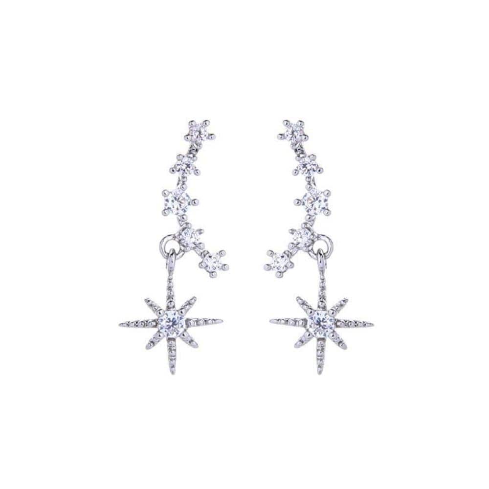 Ladies Cubic Zirconia Pierced Earrings Starburst 925 Sterling Silver or Gold Plated Jewellery Gift by Last True Angel