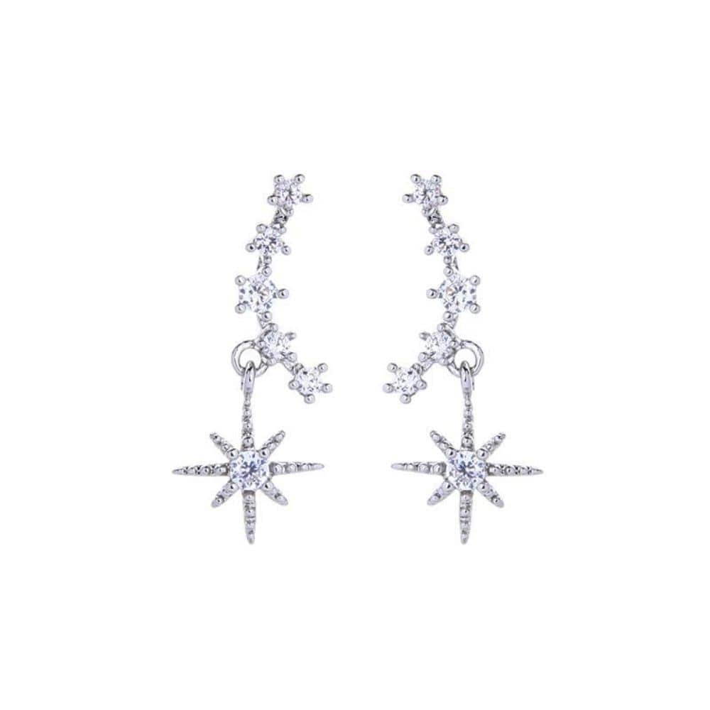Ladies Cubic Zirconia Pierced Earrings Starburst 925 Sterling Silver or Gold Plated Jewellery Gift by Last True Angel