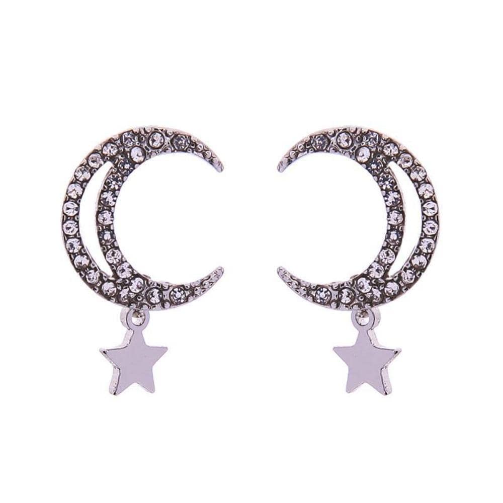 Ladies Drop Earrings Crystal Moon And Star Jewellery Gift Last True Angel