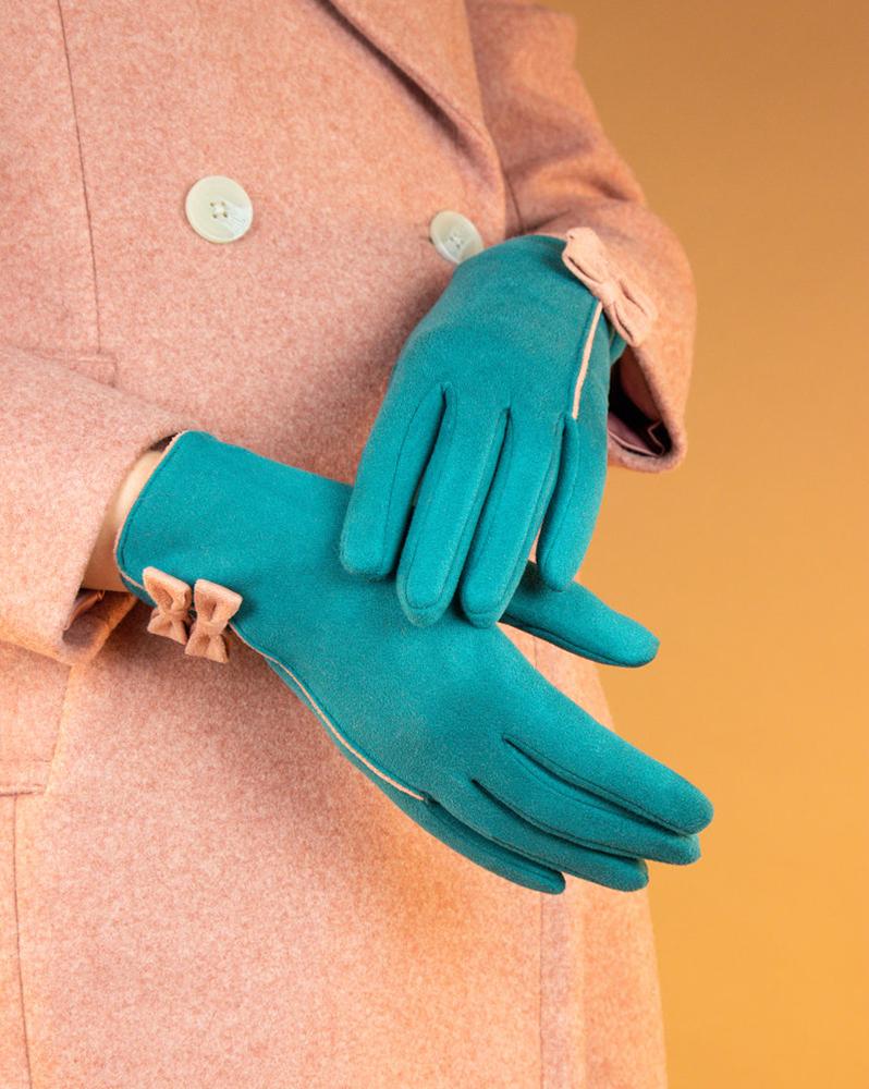 Ladies Faux Suede Gloves Doris Perfect Gift by Powder Design - Teal